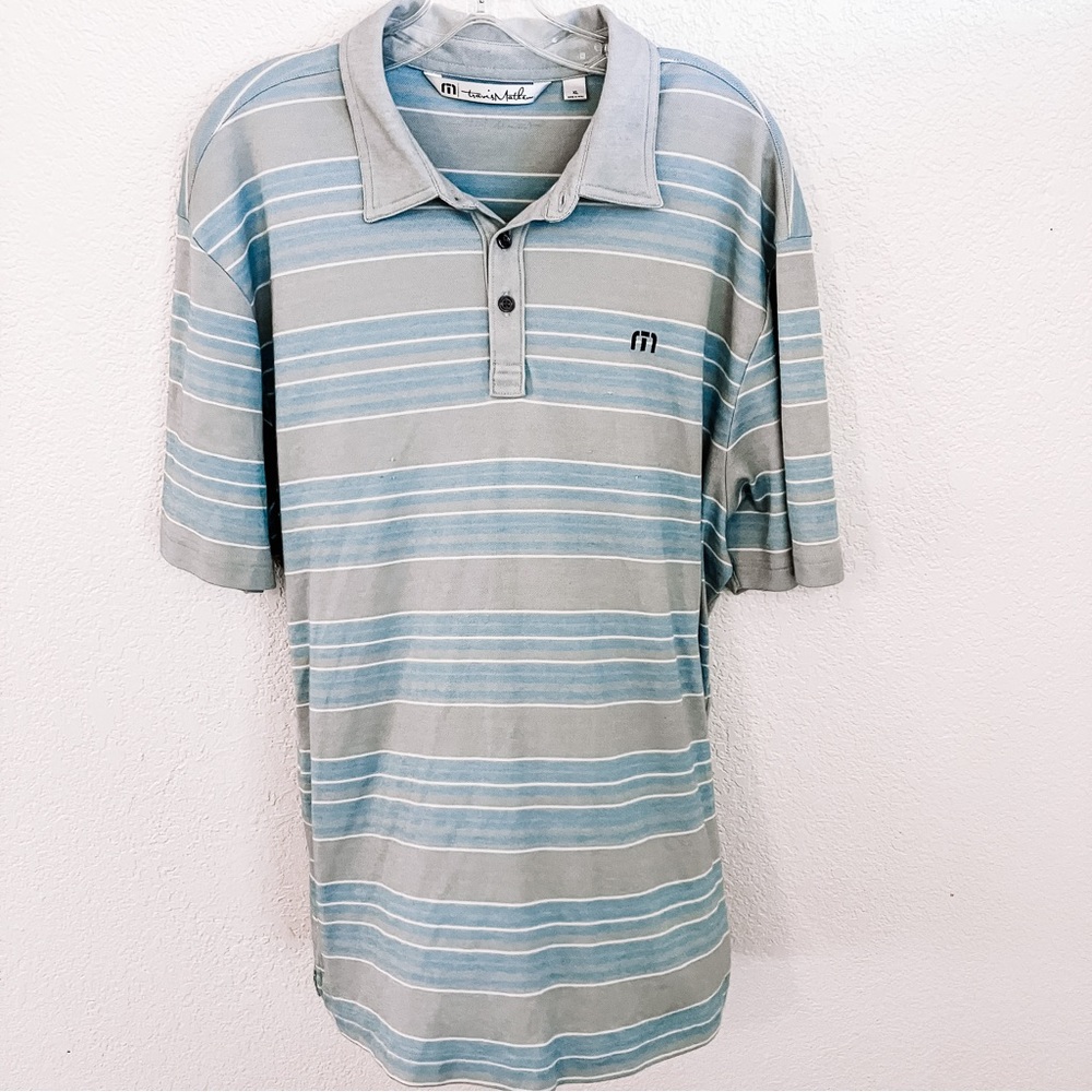 Travis Mathew Polo Golf Shirt Top Tee Gray Mens Short Sleeve